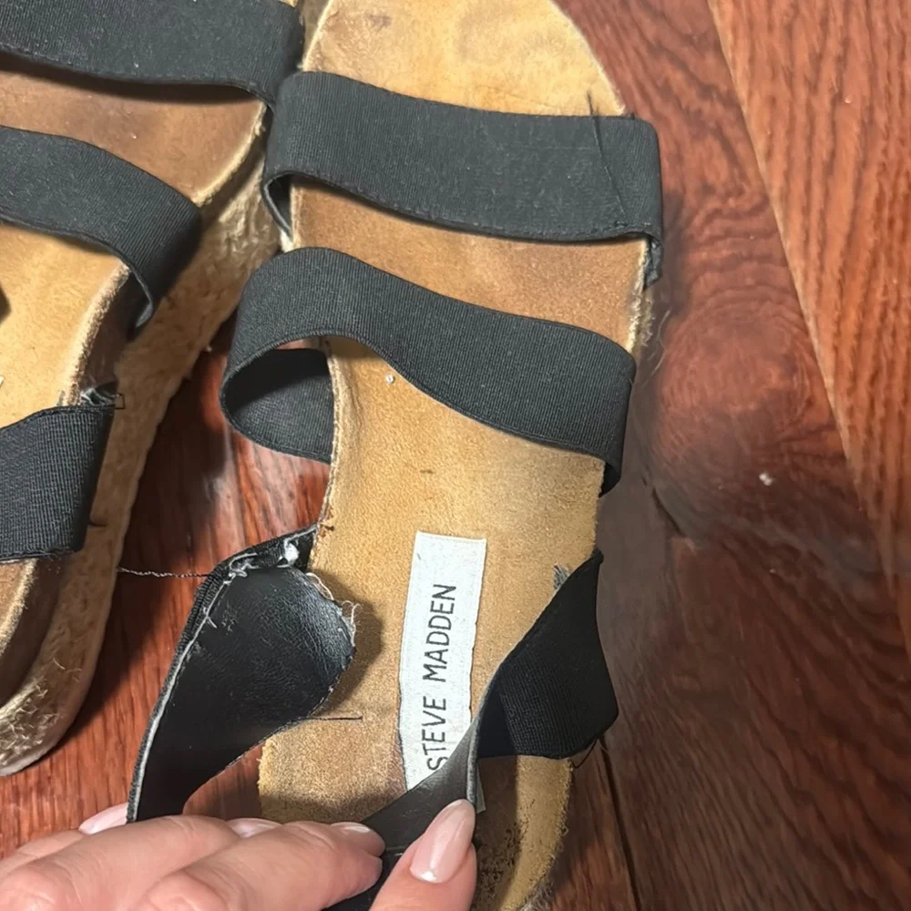 Steve Madden Black Strappy Sandals - Picture 3 of 5
